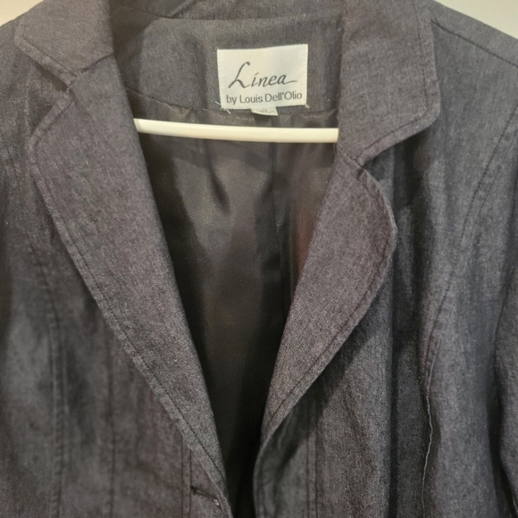 Linia By Louis Dell Olia Denim Casual Jacket Brass Buttons Lined Medium - Picture 7 of 14